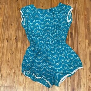 Teal Romper With Open Back